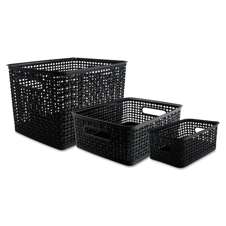 Advantus Weave Bins, Black Plastic, 3 Bins, PK3 AVT-40329